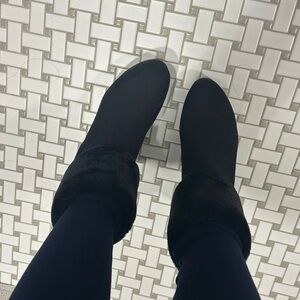 DKNY Black Fur-Trimmed Heeled Boots